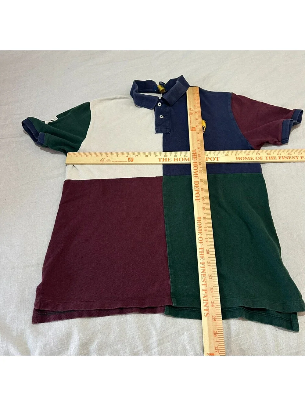 Polo Ralph Lauren Big Pony Youth XL 18-20  Color Block Y2K Collar Shirt